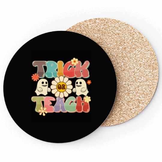 Retro Trick Or Teach Ghost Teacher Halloween Costu Coasters
