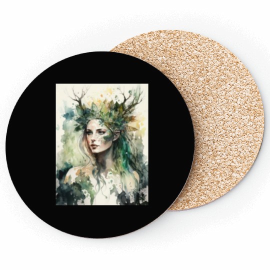 Nature Goddess - Woodland Witchy Forest Greenwoman Coasters