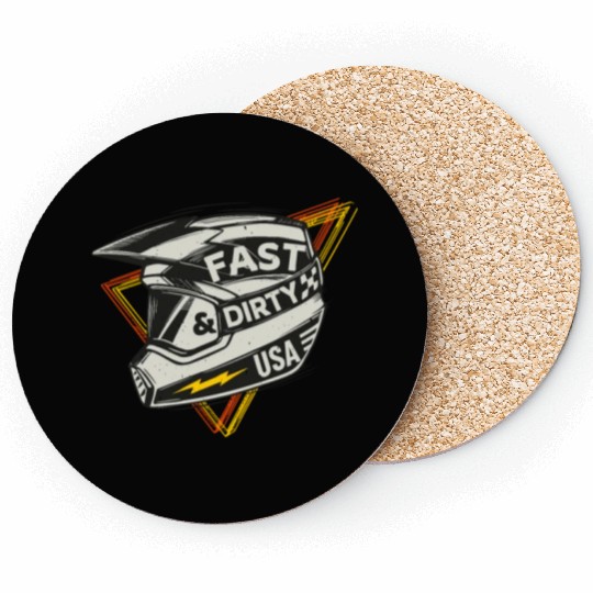 Fast & Dirty Bike Helmet Motocross Biker Coasters