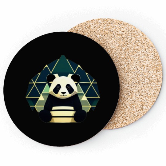 Panda Geometry Triangles Coasters