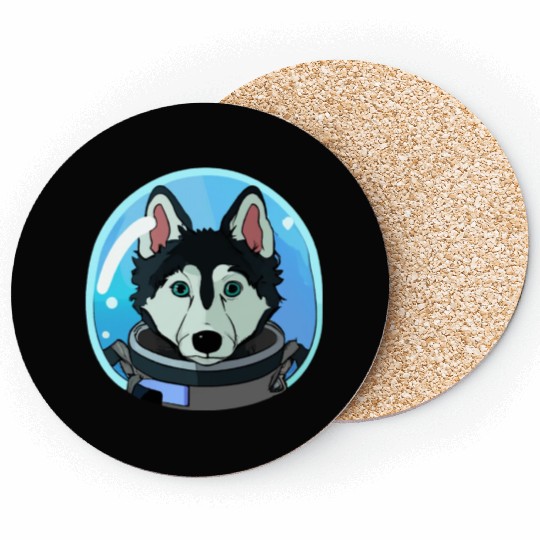 Husky Dog Cosmonaut Dog Lover Puppy Retro Coasters