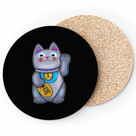 Cute Helpful Maneki Neko Lucky Cat Coasters