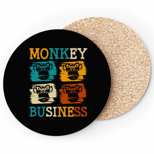 Banana Chimpanzee Colorful Hairy Coasters