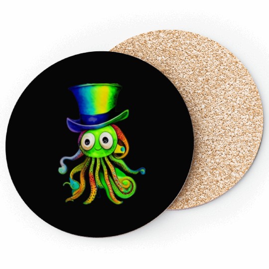 A Splash of Color A Watercolor Rainbow Octopus Coasters
