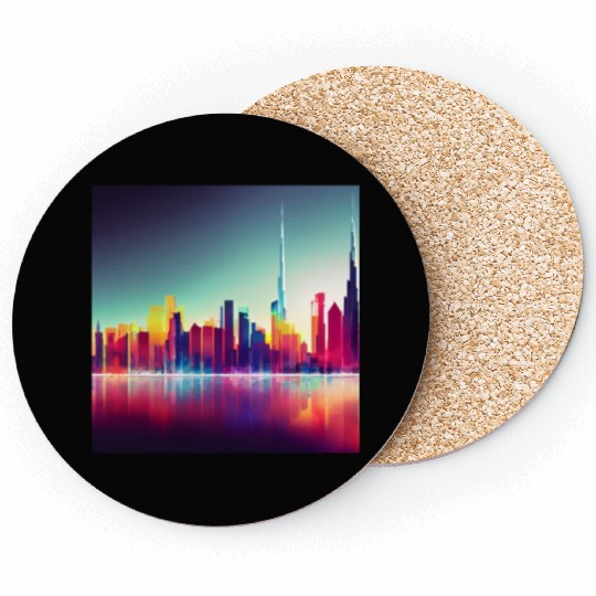 Dubai silhouette skyline abstract art Coasters
