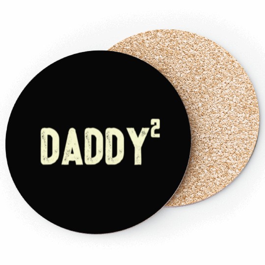 Mens Daddy to be of 2 kids 2nd power squared Dad s Coasters