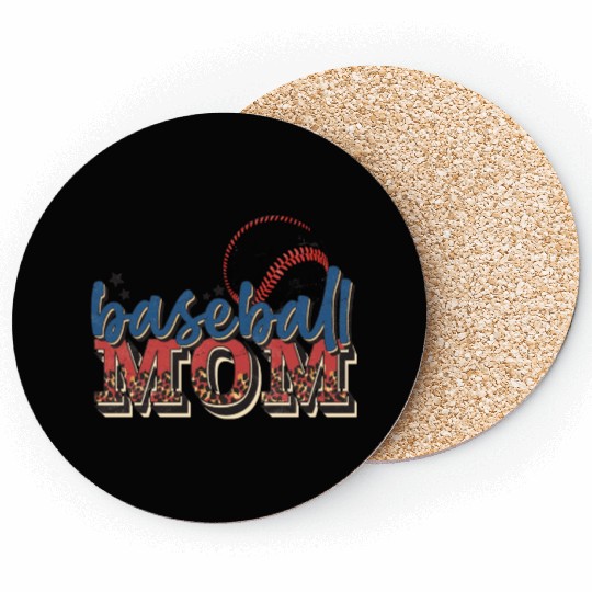 Funny Baseball mom leopard Gift For mother's day Coasters