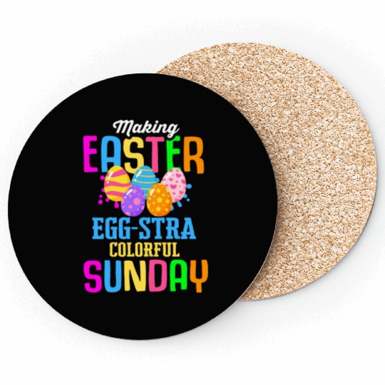 Easter Colorful Egg Dye Rabbit Egg Hunt Coasters