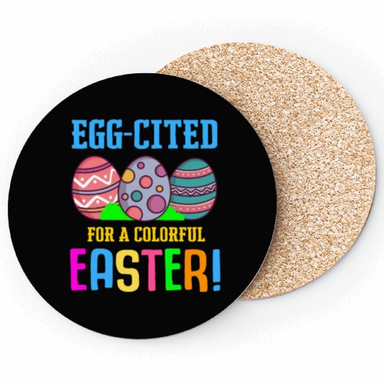 Easter Colorful Egg Dye Rabbit Egg Hunt Coasters
