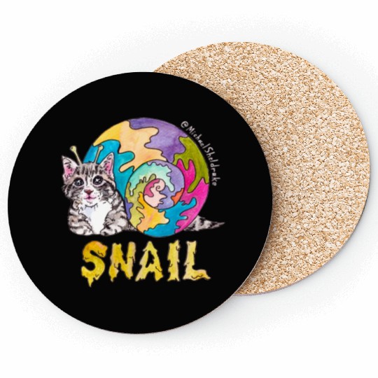 Psychedelic Kitten Snail Coasters