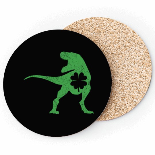 Tyrannosaurus T Rex Dinosaur St Patricks Day Irish Coasters