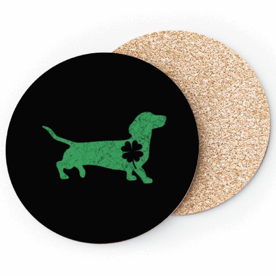 Dachshund Dog Shamrock St. Patrick's Day Coasters