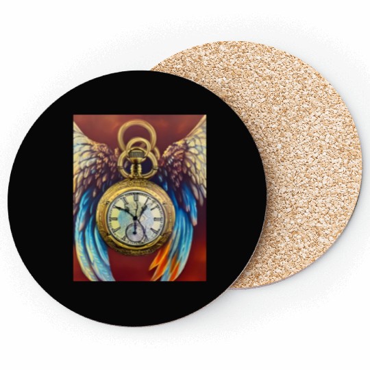 Pocket Watch With Wings Coasters