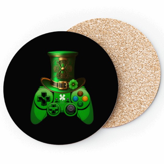 St Patricks Day Video Game Coasters | Gamer Leprechau