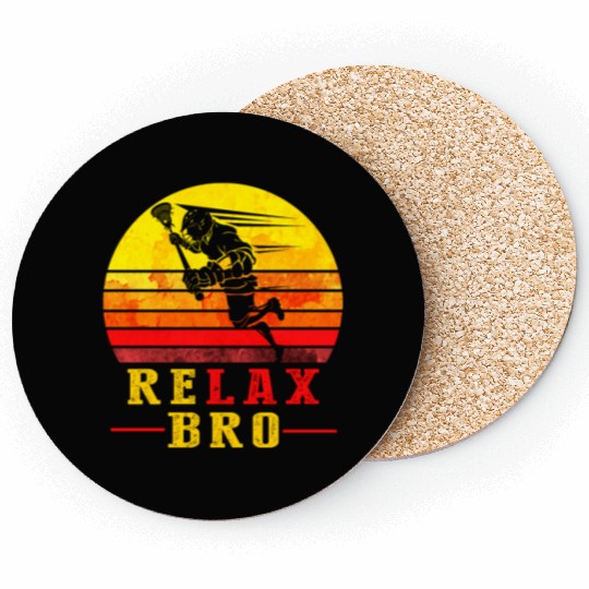 Relax Bro Lacrosse Player Gift in Retro Vintage Coasters