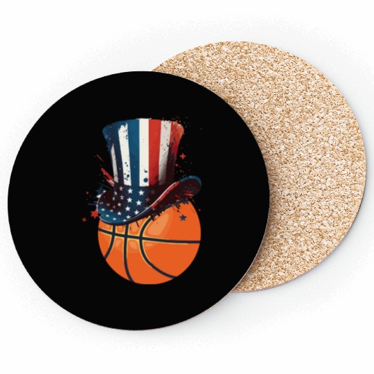Patriotic America USA Flag 4th Of July Basketball Coasters