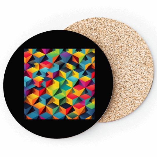 geometric psychedelic wallpaper Coasters