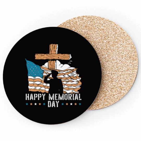 Patriotic Veteran USA Flag American Memorial Day Coasters