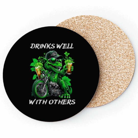 Drinks well with others st patrick's day Dinosaur Coasters