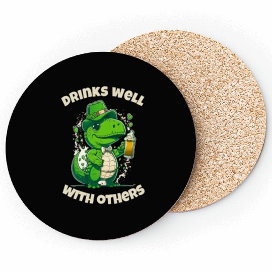 Drinks well with others st patrick's day Dinosaur Coasters