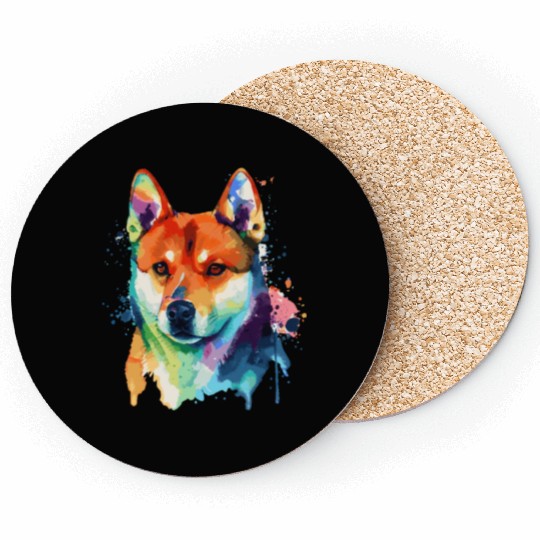 Watercolor Shiba Inu Colorful Shiba Dog Lover Coasters