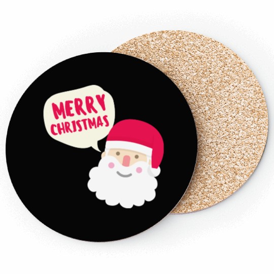 Merry Christmas Greeting Card Santa Saying Merry Coasters