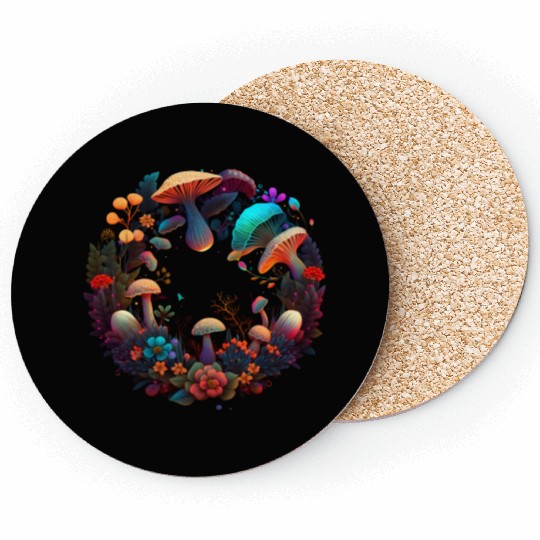 psychedelic art trippy patterns mushroom Coasters