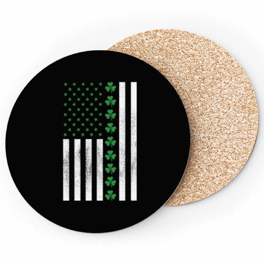 IRISH American Flag Shamrock St.Patrick's Day Coasters