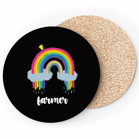 Farmer Farming Cute Boho Rainbow Coasters