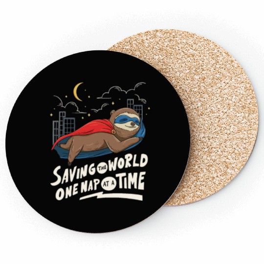 Sloth Superhero Design for Sleeping Coasters