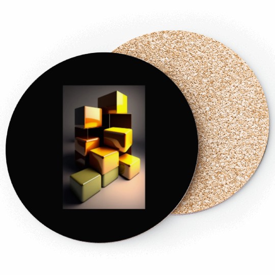 Gold Cubes Coasters