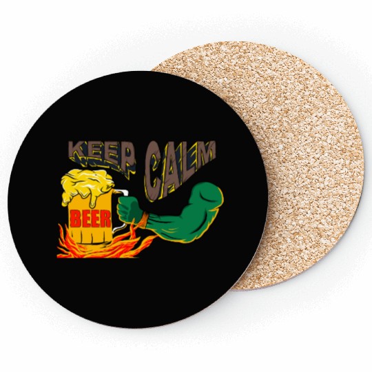 keep calm n hot beer Coasters