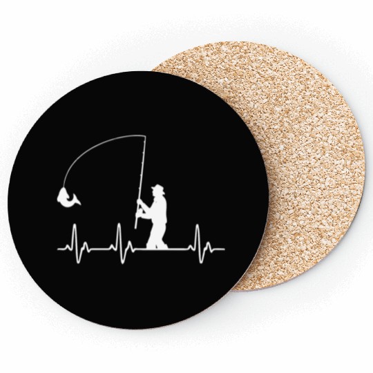 Heartbeat angler fisherman fishing equipment Coasters