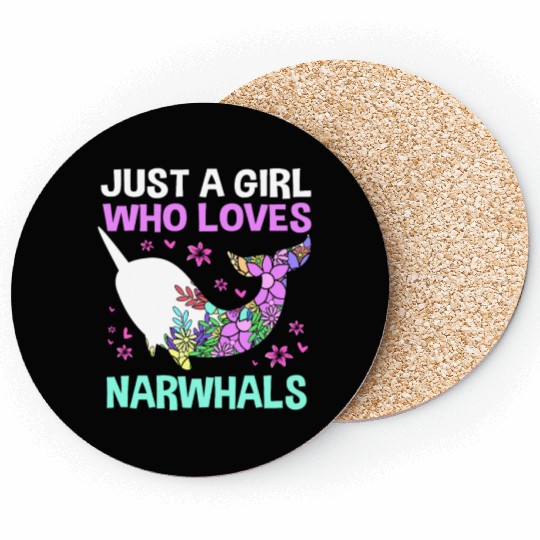 Just A Girl Who Loves Narwhals Sea Unicorn Narwhal Coasters