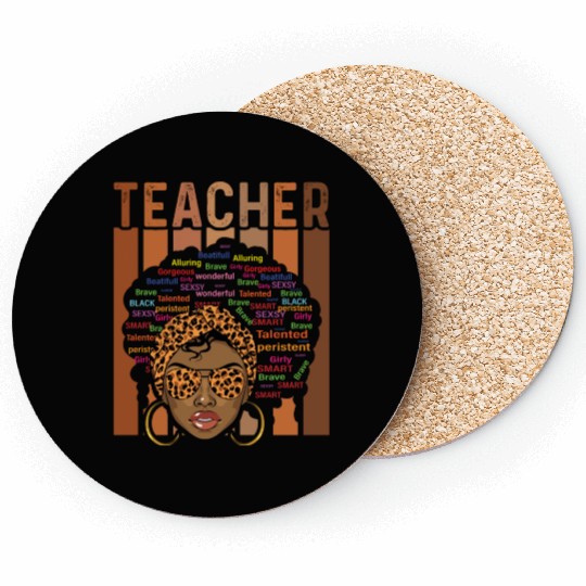 Black Smart Teacher Afro Love Melanin African Coasters