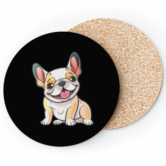 Happy cute french bulldog Coasters