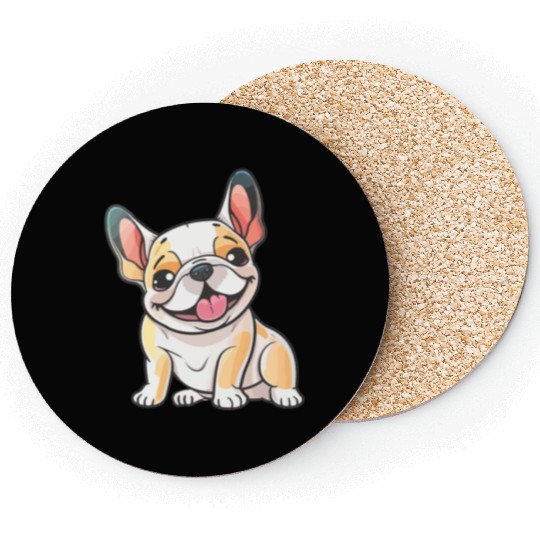 Happy cute french bulldog Coasters