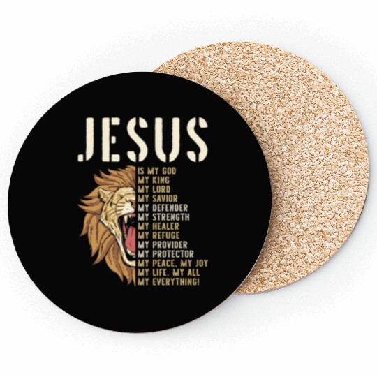 Jesus Is My God Lion Of Judah Christian Religious Coasters