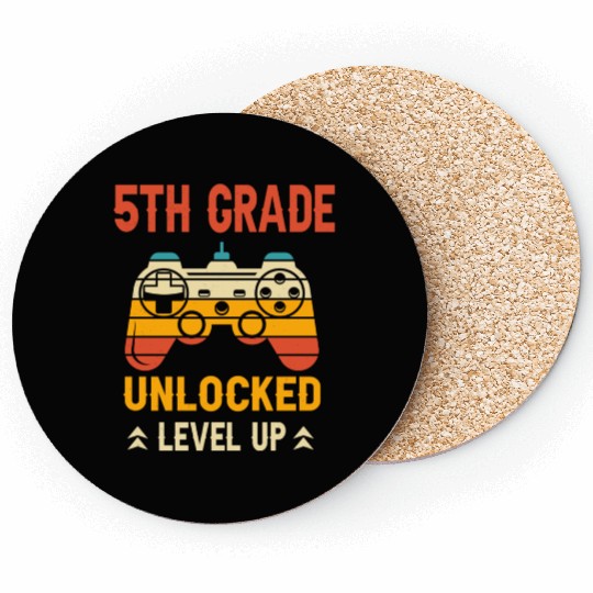 5th Grade Unlocked Level Up Video Gamer Coasters