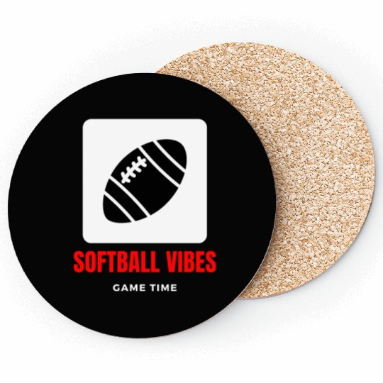 Softball vibes game time motivational design Coasters