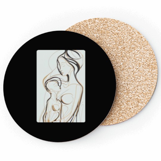 Black, Gold & White Abstract Mother & Daughter Coasters