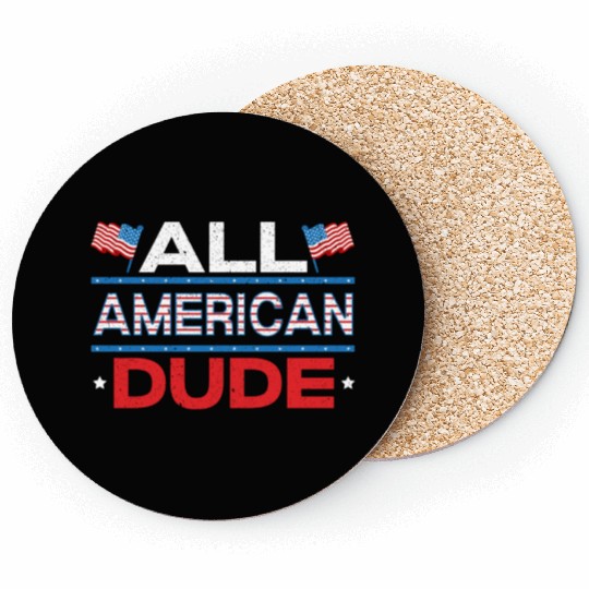 America USA Flag 4th Of July All American Dude Coasters