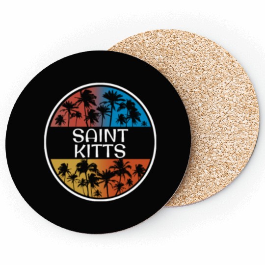 Saint Kitts Stylish Vacation Souvenir Palm Tree Coasters