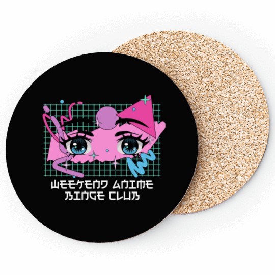 Weekend Anime Binge Club Kawaii Japanese Cute Japa Coasters