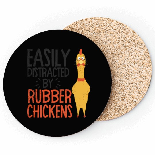 Rubber Chicken Enthusiast Loud Scream Yellow Coasters