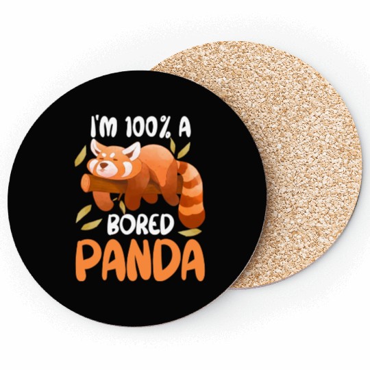 Red Panda Bored Cute Animal Lazy Animal Lover Coasters
