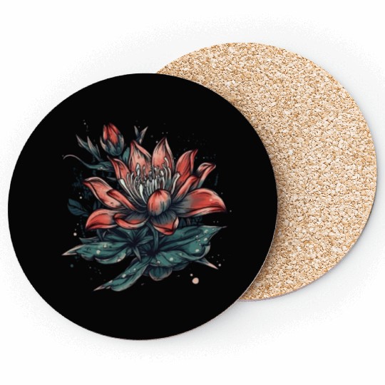 Japanese Spider Lily Soft Anime Aesthetic Flower Coasters