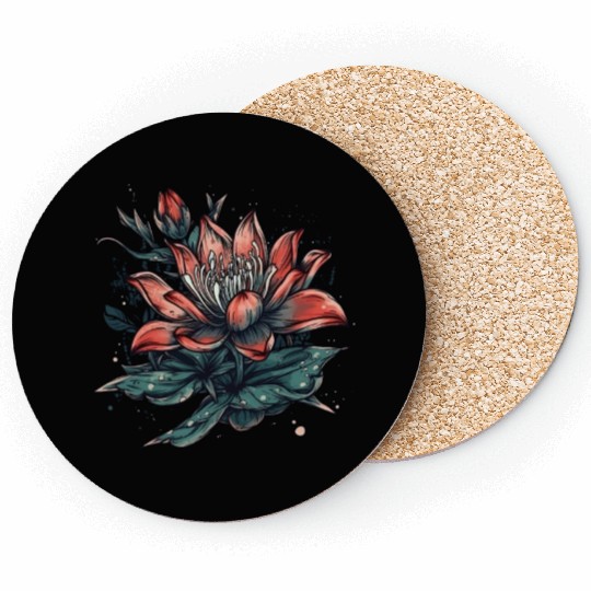 Japanese Spider Lily Soft Anime Aesthetic Flower Coasters
