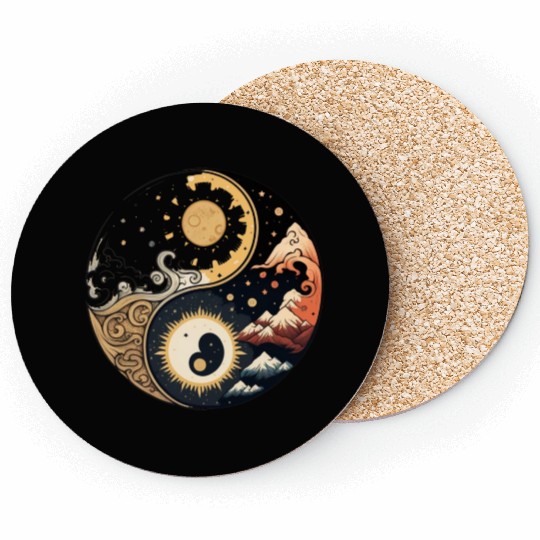 Sun and moon yin yang Coasters