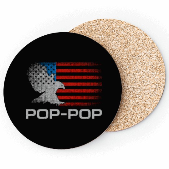 Pop-Pop Grandfather US American Flag Patriotic Coasters
